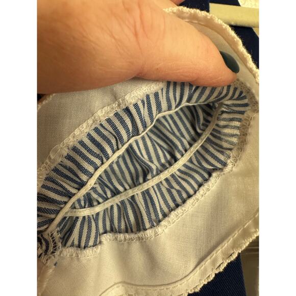 VTG Goodlad Girls Peter Pan Collar Striped Top Navy Pleated Suspender Skirt Sz 4 - Picture 10 of 11